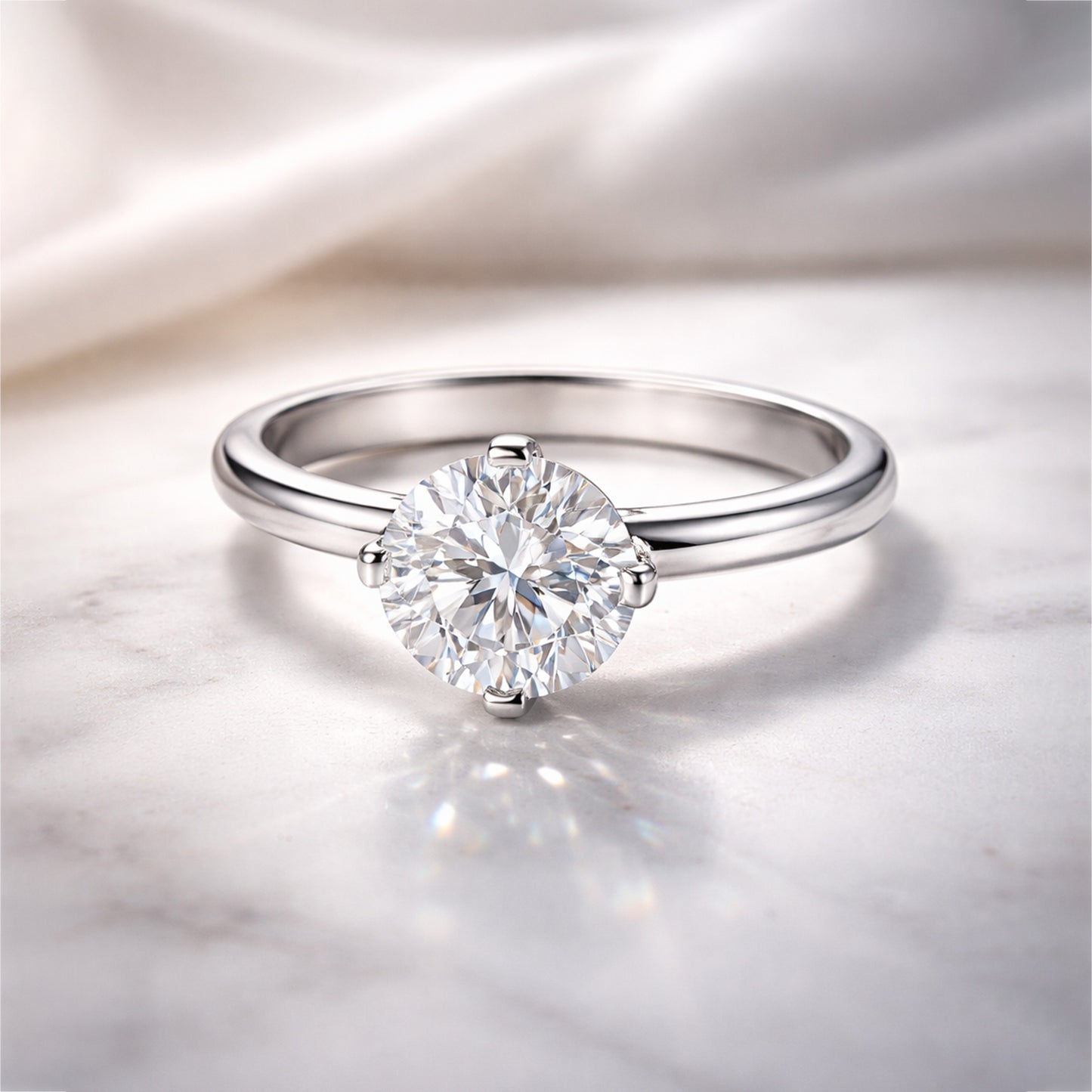 8.5 ct DEW White Moissanite Round Solitaire Ring - 18K Gold Vermeil on 925 Sterling Silver