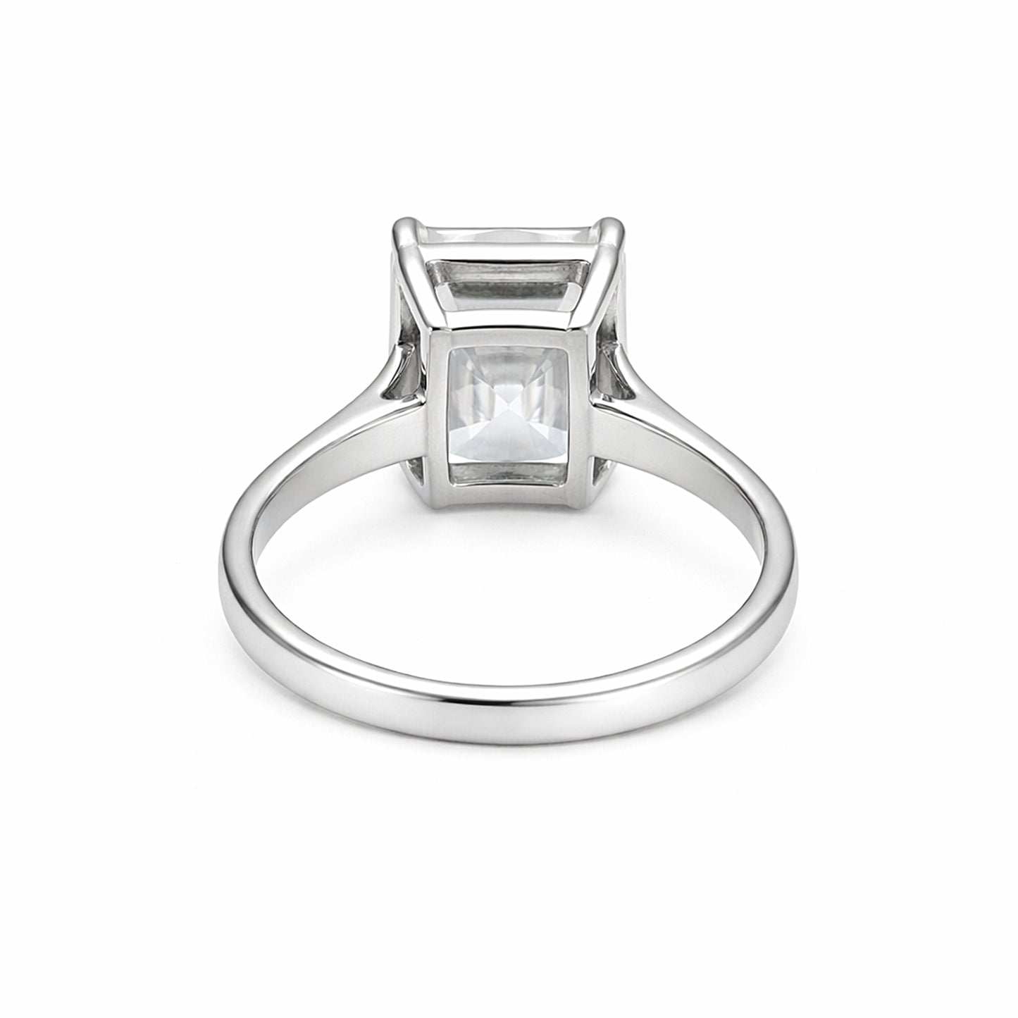 10.0 Ct White Moissanite Emerald Solitaire Ring - 925 Sterling Silver Gold Vermeil
