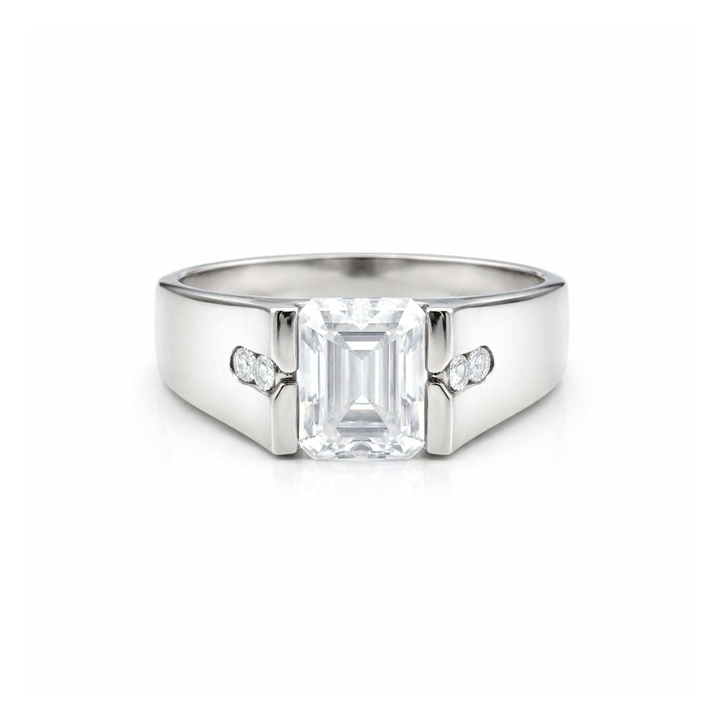 4.0 Ct White Moissanite Radiant Solitaire Ring - 925 Sterling Silver Gold Vermeil