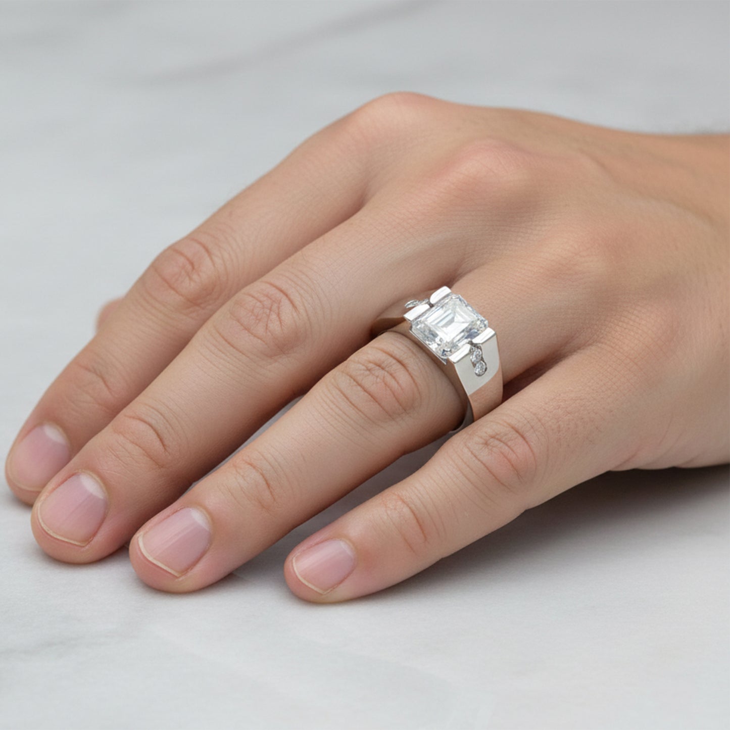 4.0 Ct White Moissanite Radiant Solitaire Ring - 925 Sterling Silver Gold Vermeil