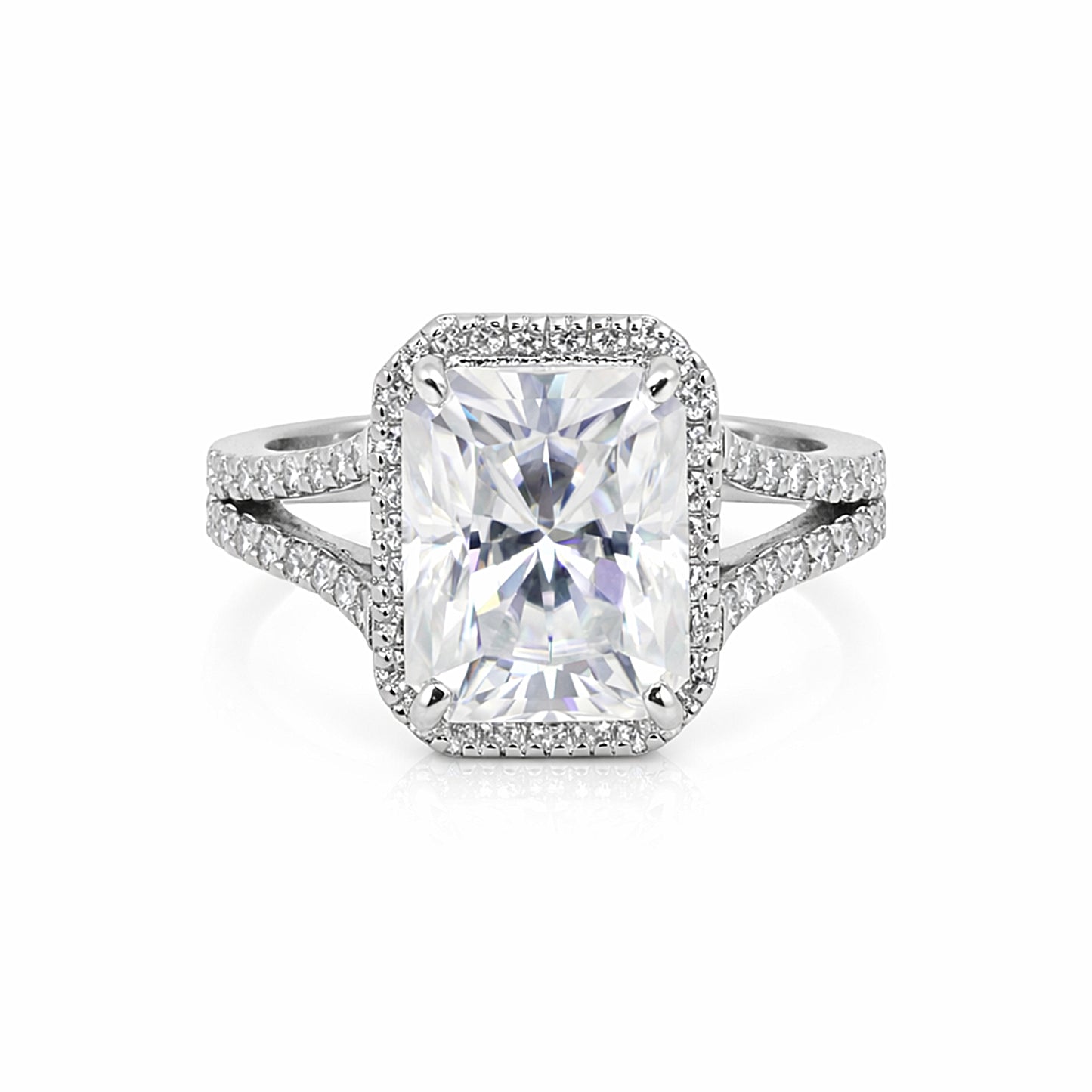 5 Ct Emerald Cut Lab Grown Diamond Ring — VS1 Clarity, 18k White Gold Vermeil
