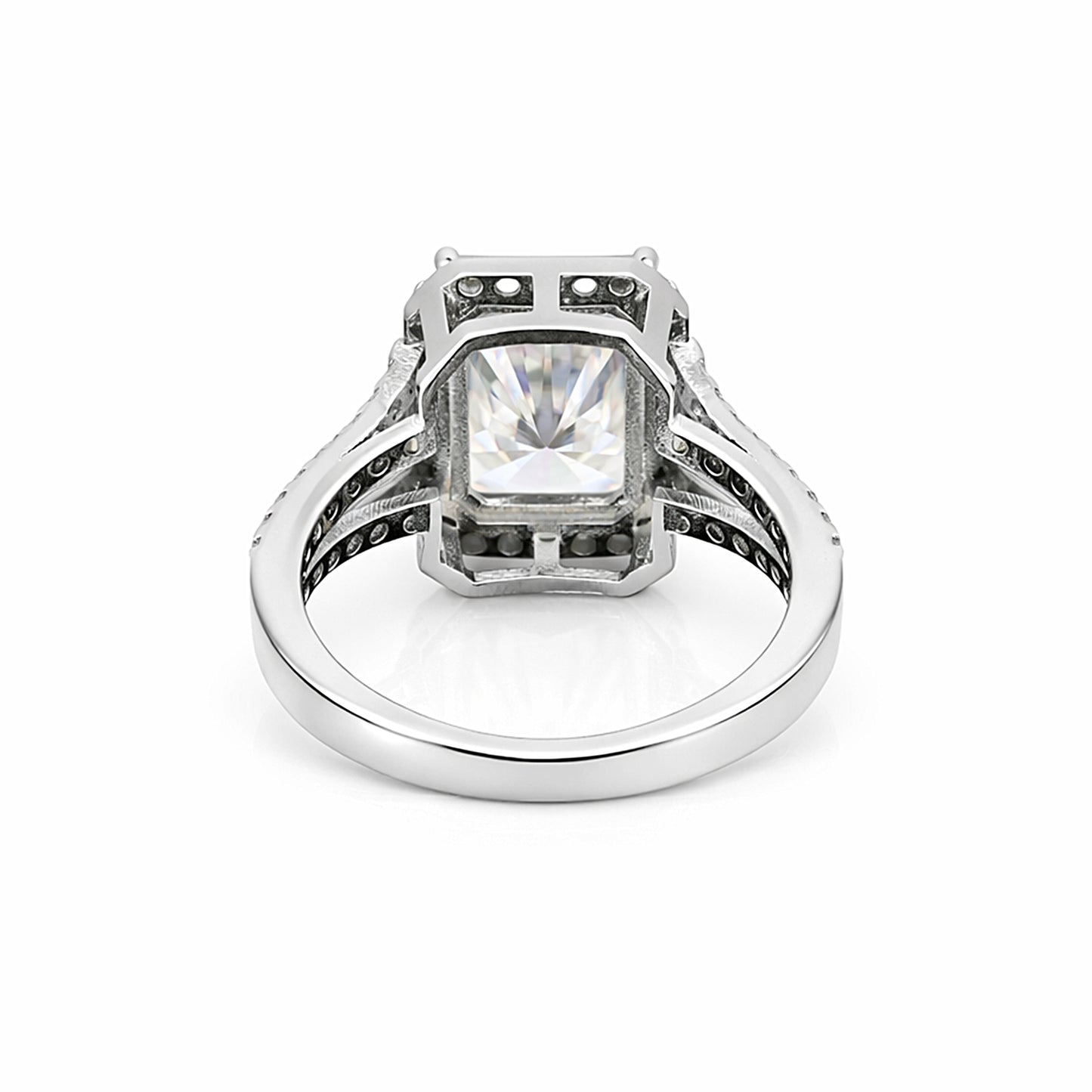 5 Ct Emerald Cut Lab Grown Diamond Ring — VS1 Clarity, 18k White Gold Vermeil