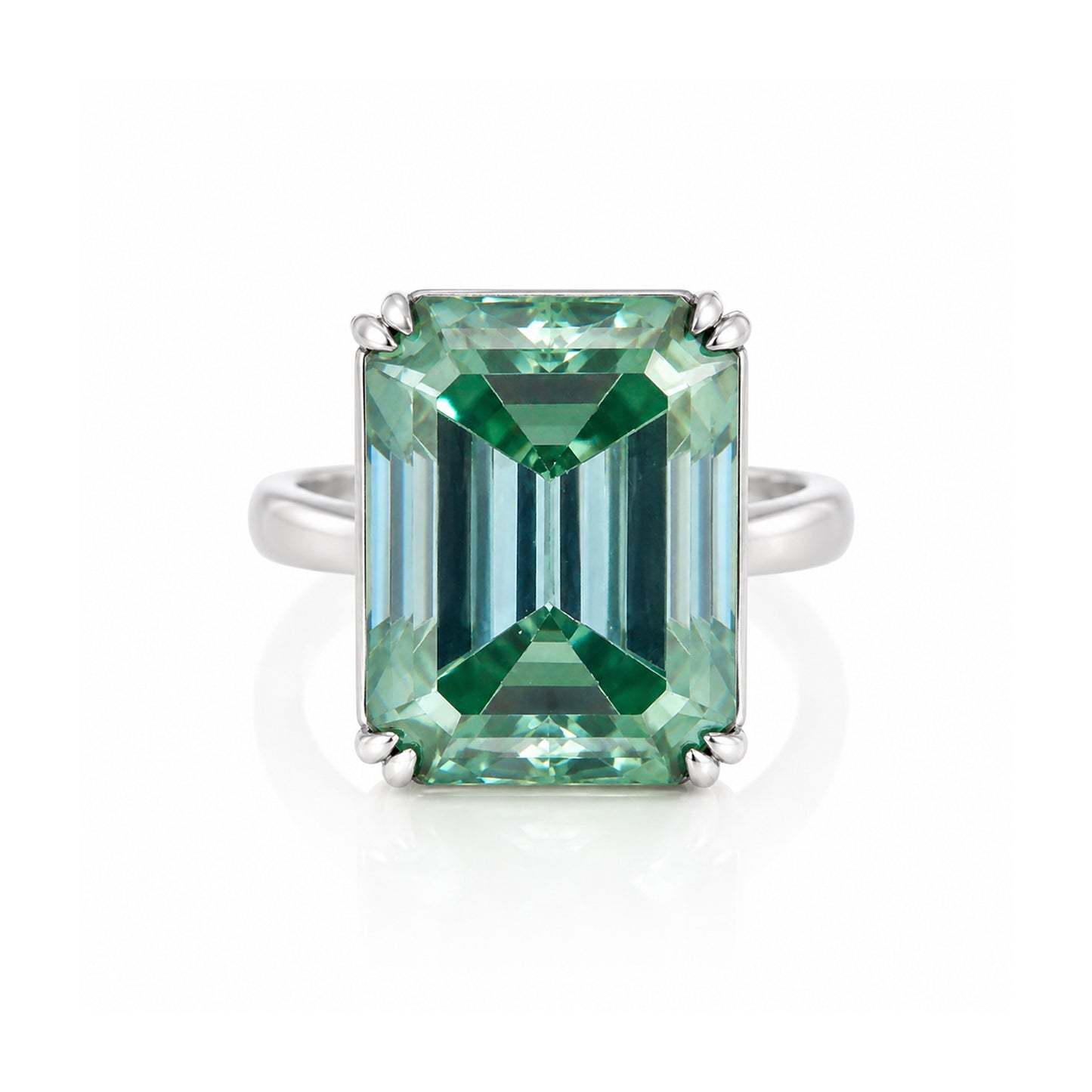 32.60 ct DEW EGL Certified Radiant Cut Blue Moissanite Ring In 18K Gold Plated