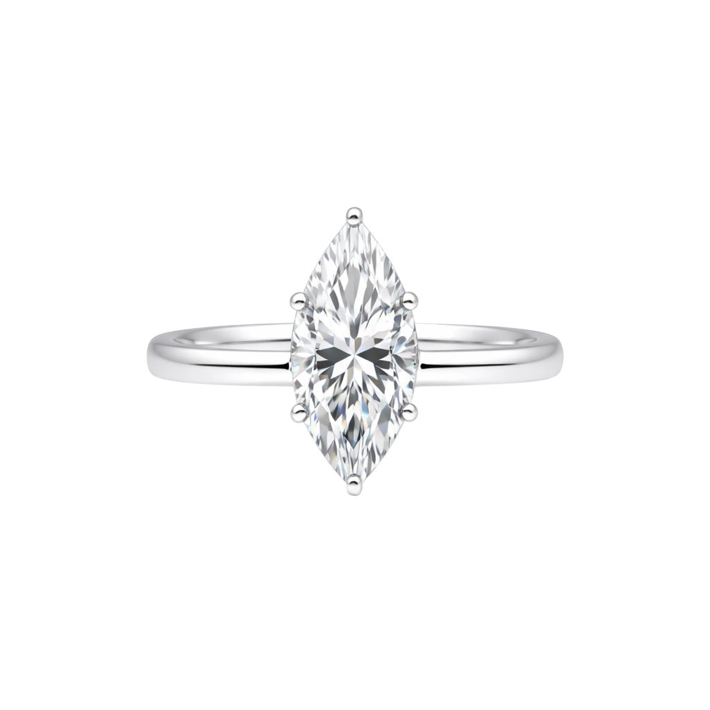 1.50 Ct Certified Marquise Cut White Moissanite Ring In 18K Gold Plated