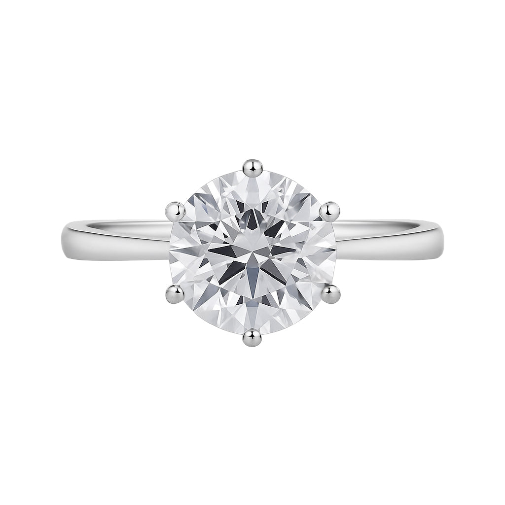 3.50 Ct Certified White Round Cut Moissanite Solitaire Ring 18K Gold Plated