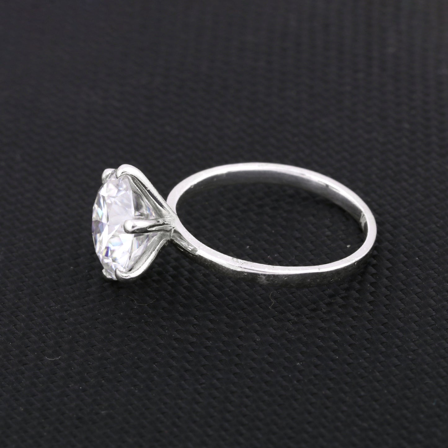 3.50 Ct Certified White Round Cut Moissanite Solitaire Ring 18K Gold Plated