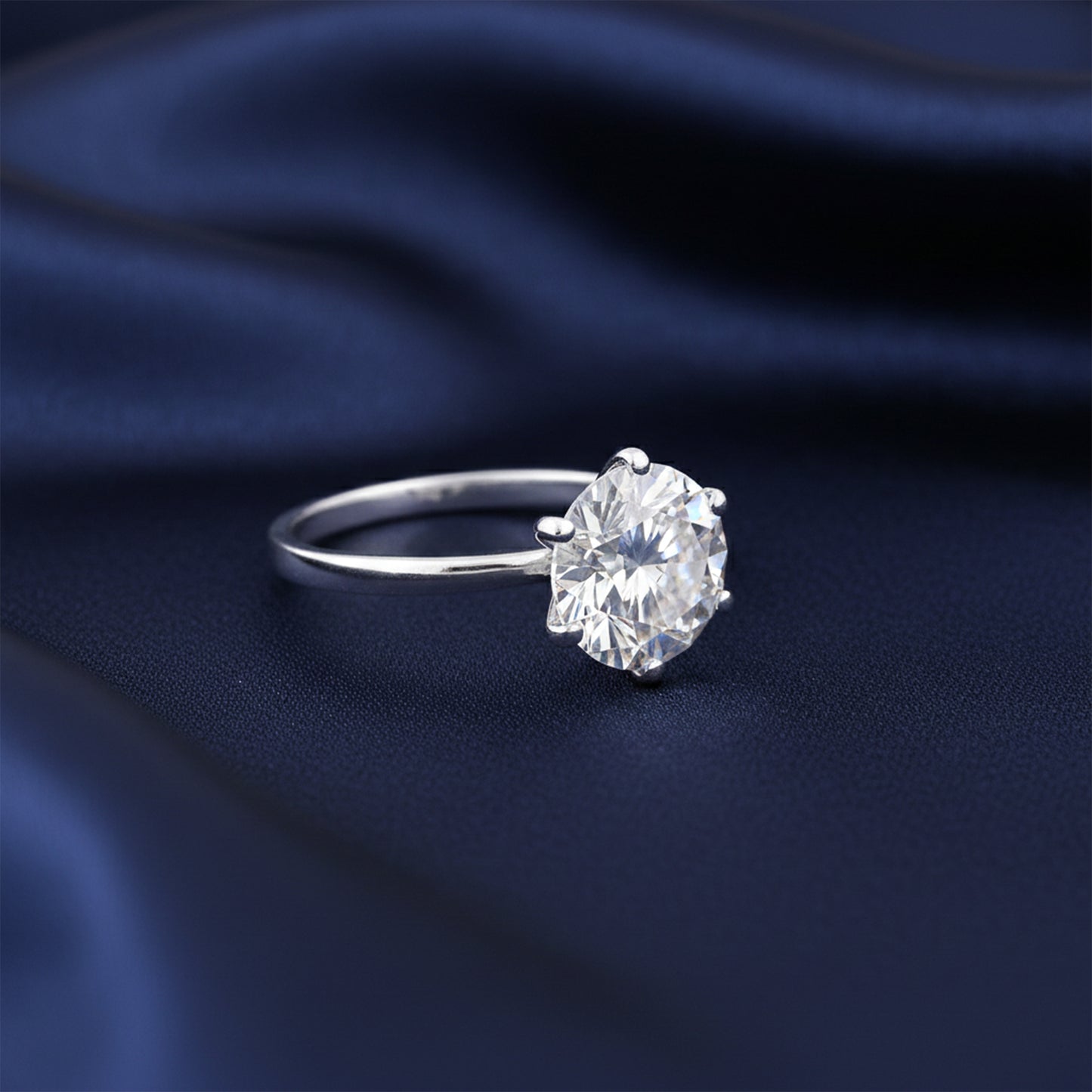 3.50 Ct Certified White Round Cut Moissanite Solitaire Ring 18K Gold Plated