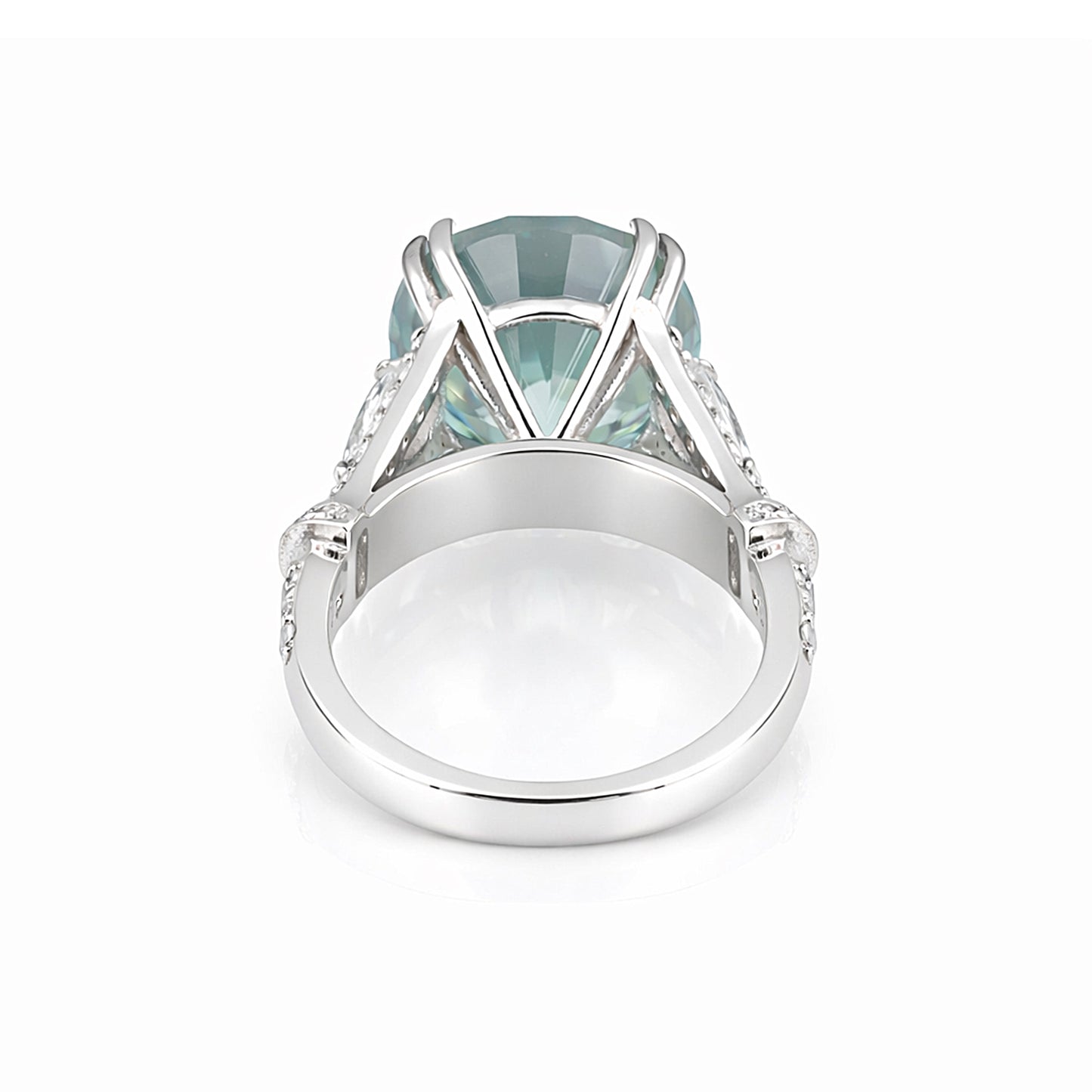 8.5 ct DEW Blue Moissanite Round Solitaire Ring - 18K Gold Vermeil on 925 Sterling Silver