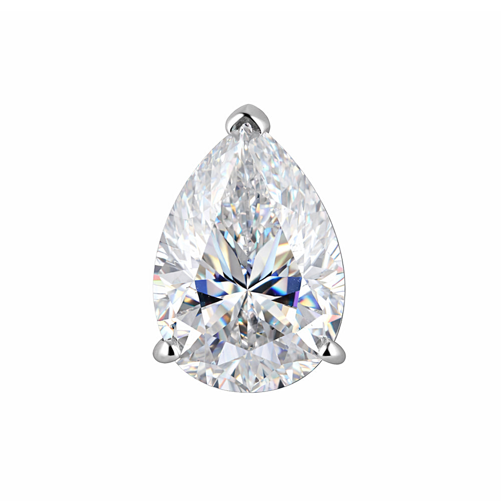 Certified 4.60Ct Pear Shape White Moissanite Solitaire Pendant in Gold Vermeil