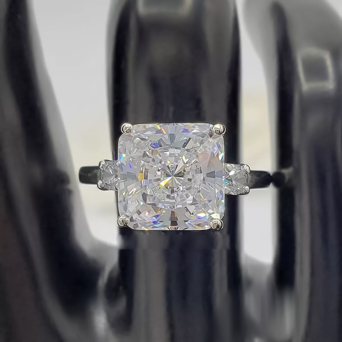 5 Ct Certified Radiant Cut White Moissanite Ring For Women 18K Gold Plated
