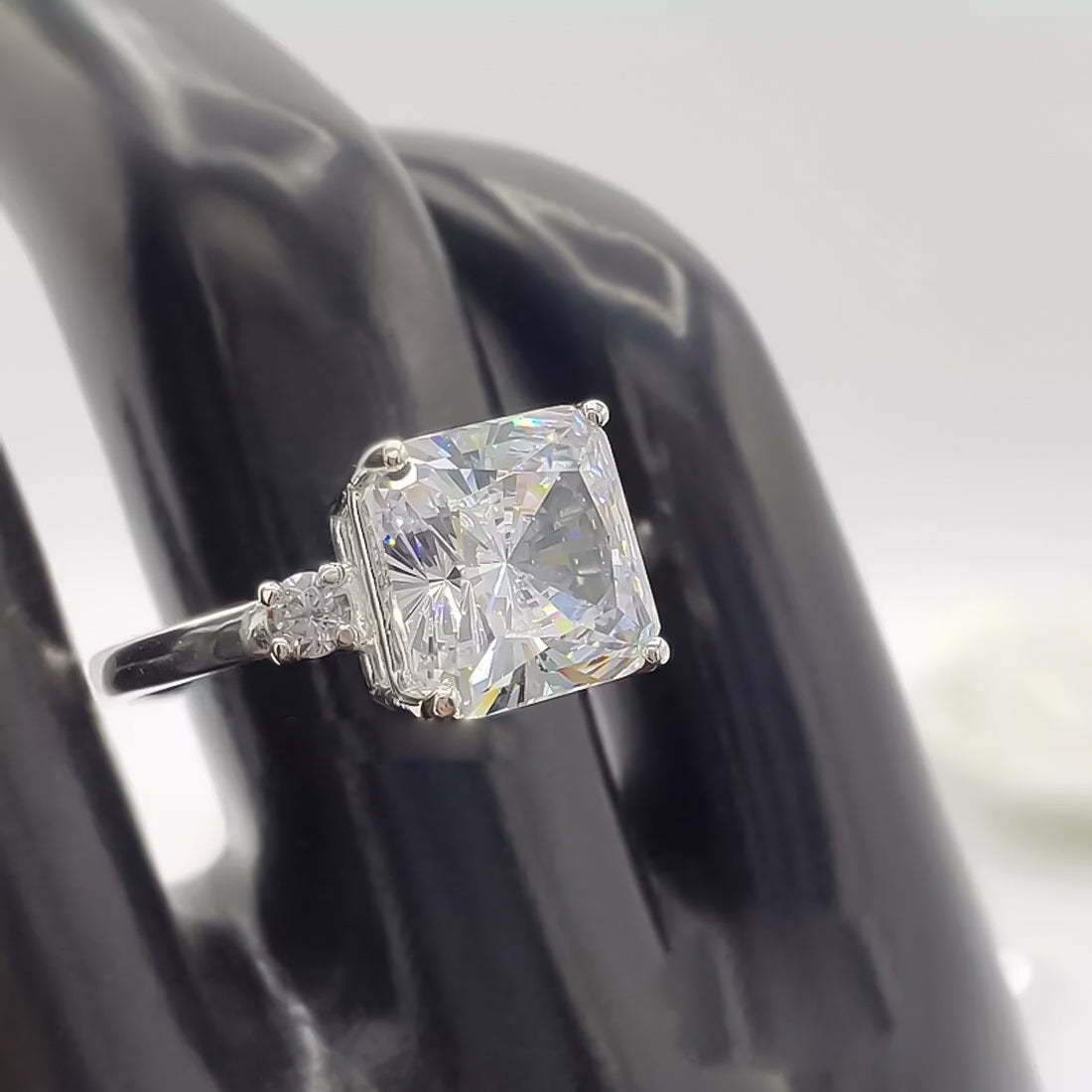 5 Ct Certified Radiant Cut White Moissanite Ring For Women 18K Gold Plated