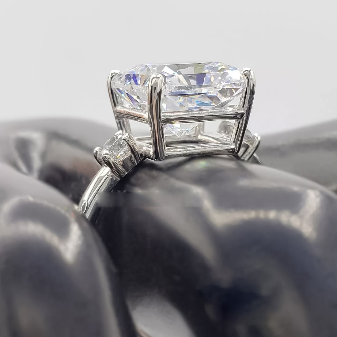 5 Ct Certified Radiant Cut White Moissanite Ring For Women 18K Gold Plated