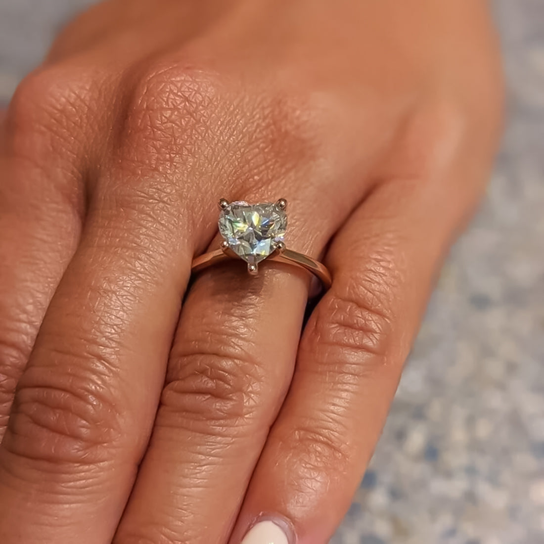 4.00 ct DEW Certified Heart Cut Solitaire White Moissanite In Ring 18K Gold Plated Verm 18K Gold Plated