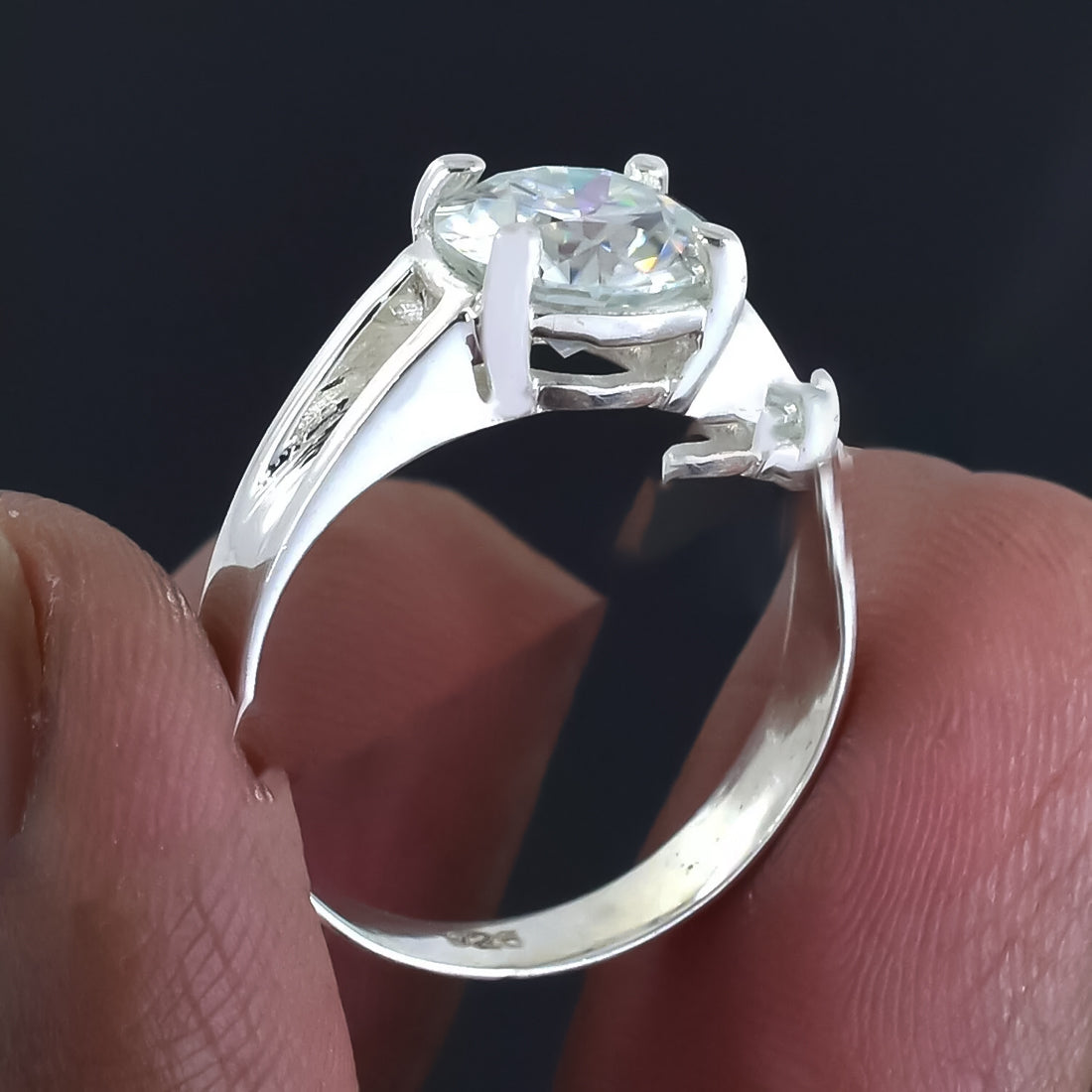 2.50 Ct White Round Cut Certified Moissanite Solitaire Ring 18K Gold Plated
