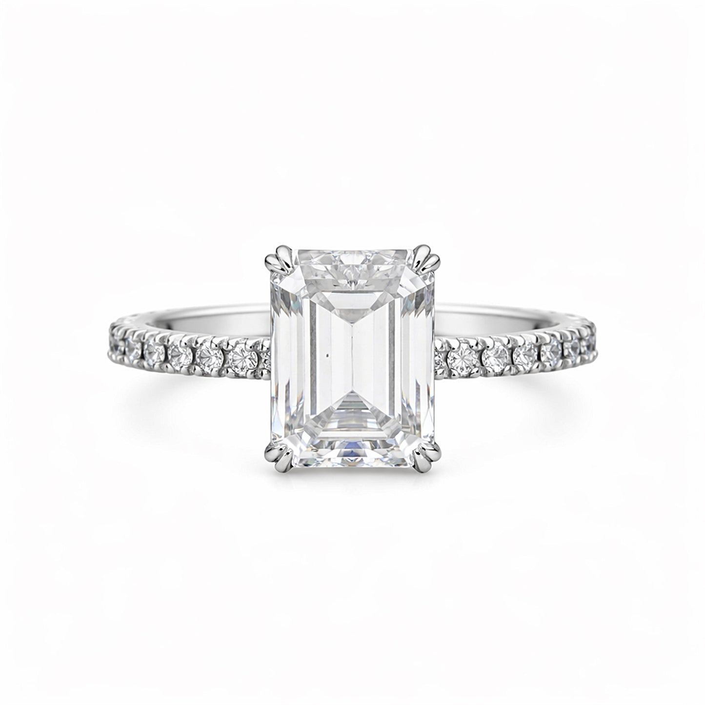 5.20 Ct Emerald Cut Certified White Solitaire Moissanite Ring 18K Gold Plated Verme 18K Gold Plated