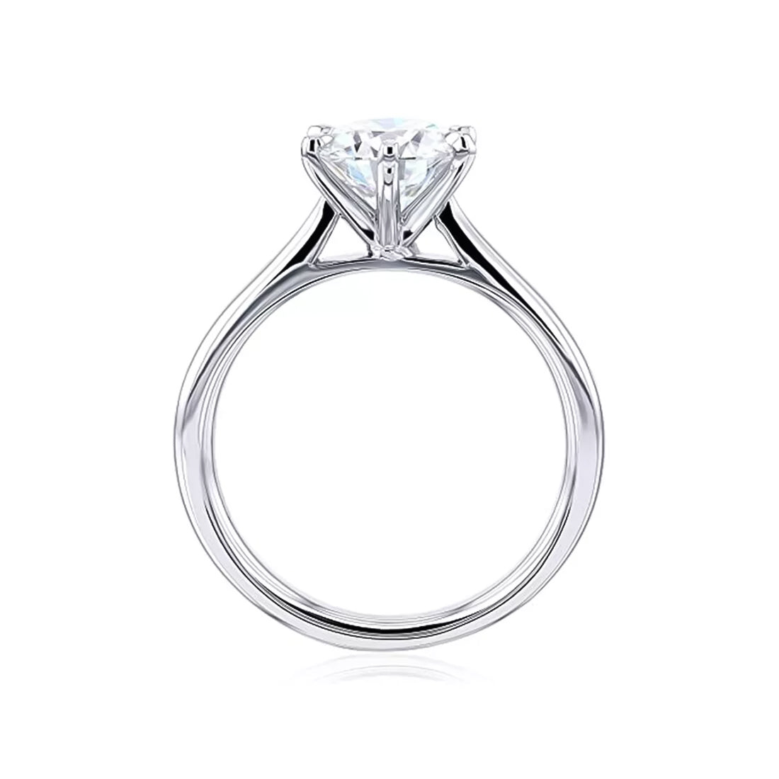 Certified 2 ct DEW Round White Moissanite Solitaire Ring, Double Prongs 18K Gold Plated