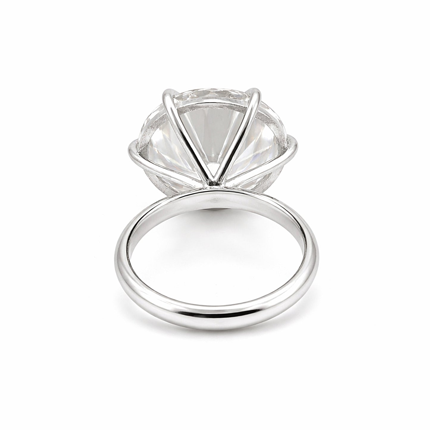 27.0 Ct White Moissanite Round Solitaire Ring - 925 Sterling Silver Gold Vermeil