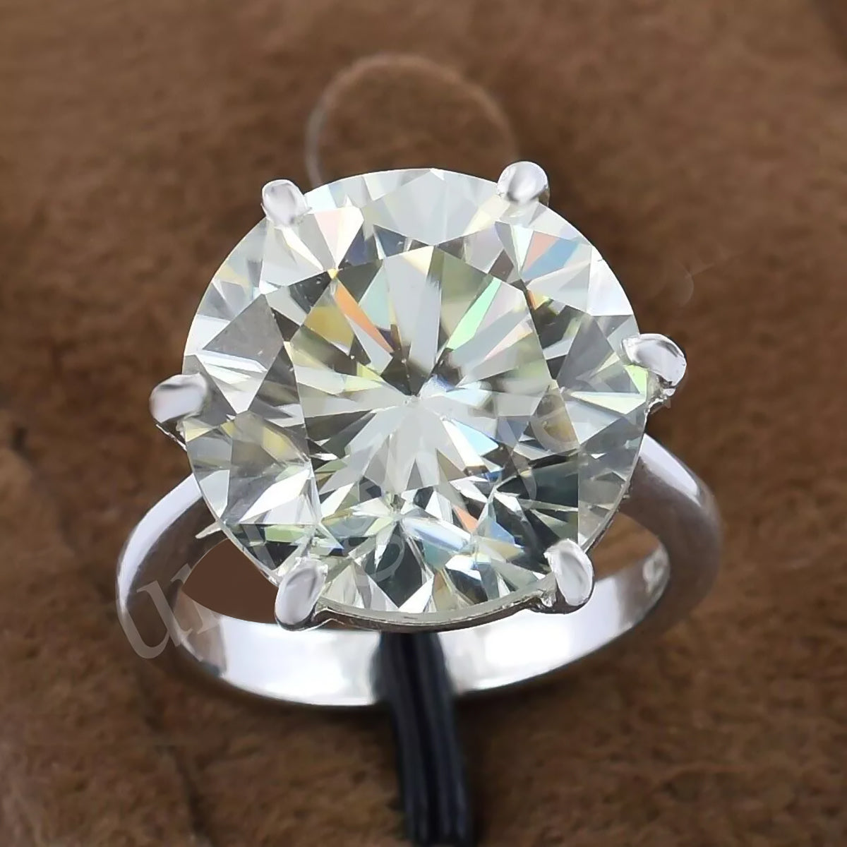 8.30 ct DEW Certified Round Cut White Moissanite Solitaire 925 Sterling Ring For Wife 1 18K Gold Plated