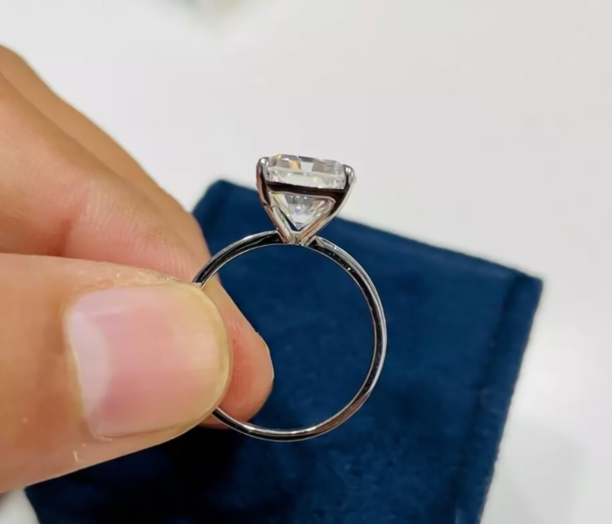 5.36 ct DEW Radiant Cut White Moissanite Solitaire Wedding Ring 18K Gold Plated