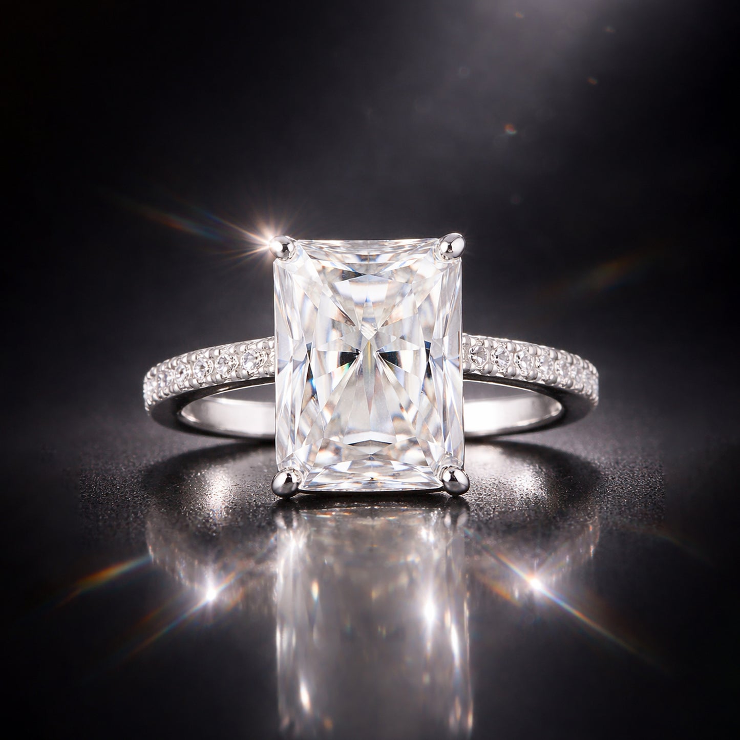 18.10 ct DEW Certified Radiant Cut Moissanite Ring For Birthday Gift Idea 18K Gold Plat 18K Gold Plated