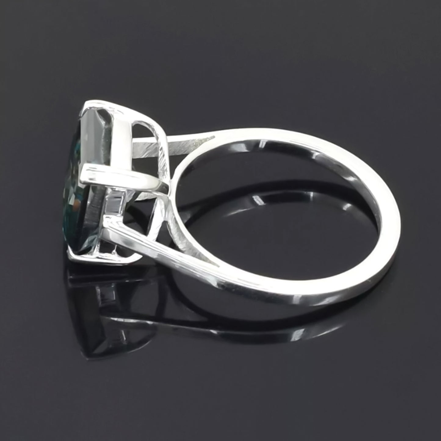 7.5 ct DEW Blue Moissanite Asscher Solitaire Ring - 18K Gold Vermeil on 925 Sterling Silver