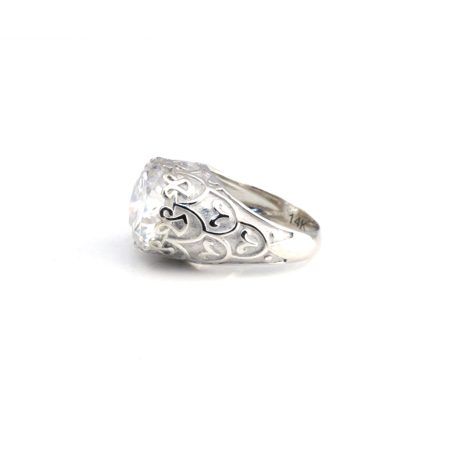 9.85 Ct Certified White Moissanite Ring In Gold Vermeil– Rare Wedding Gift Idea