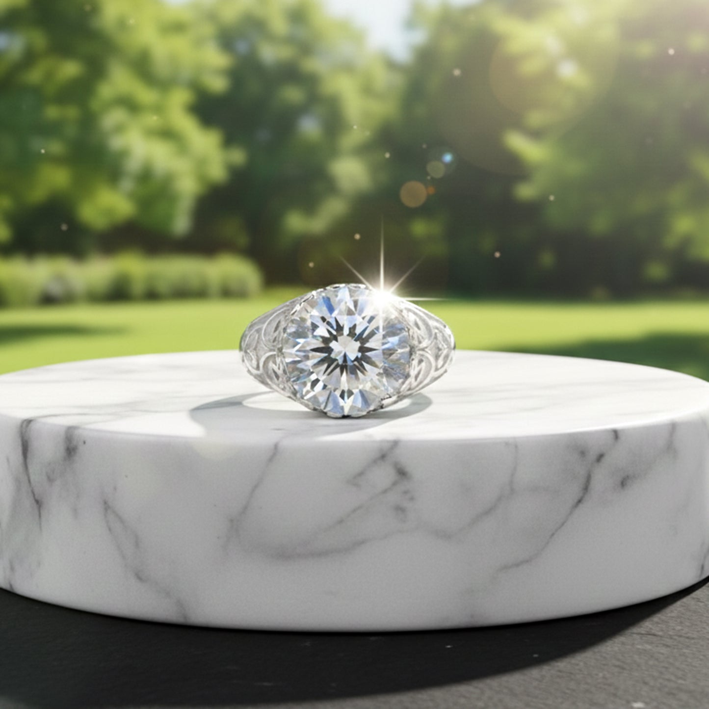 9.85 Ct Certified White Moissanite Ring In Gold Vermeil– Rare Wedding Gift Idea