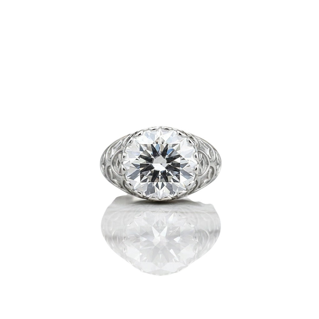 3.60 Ct Round Cut Lab Grown Diamond Ring — VS1 Clarity, 18k Gold Vermeil
