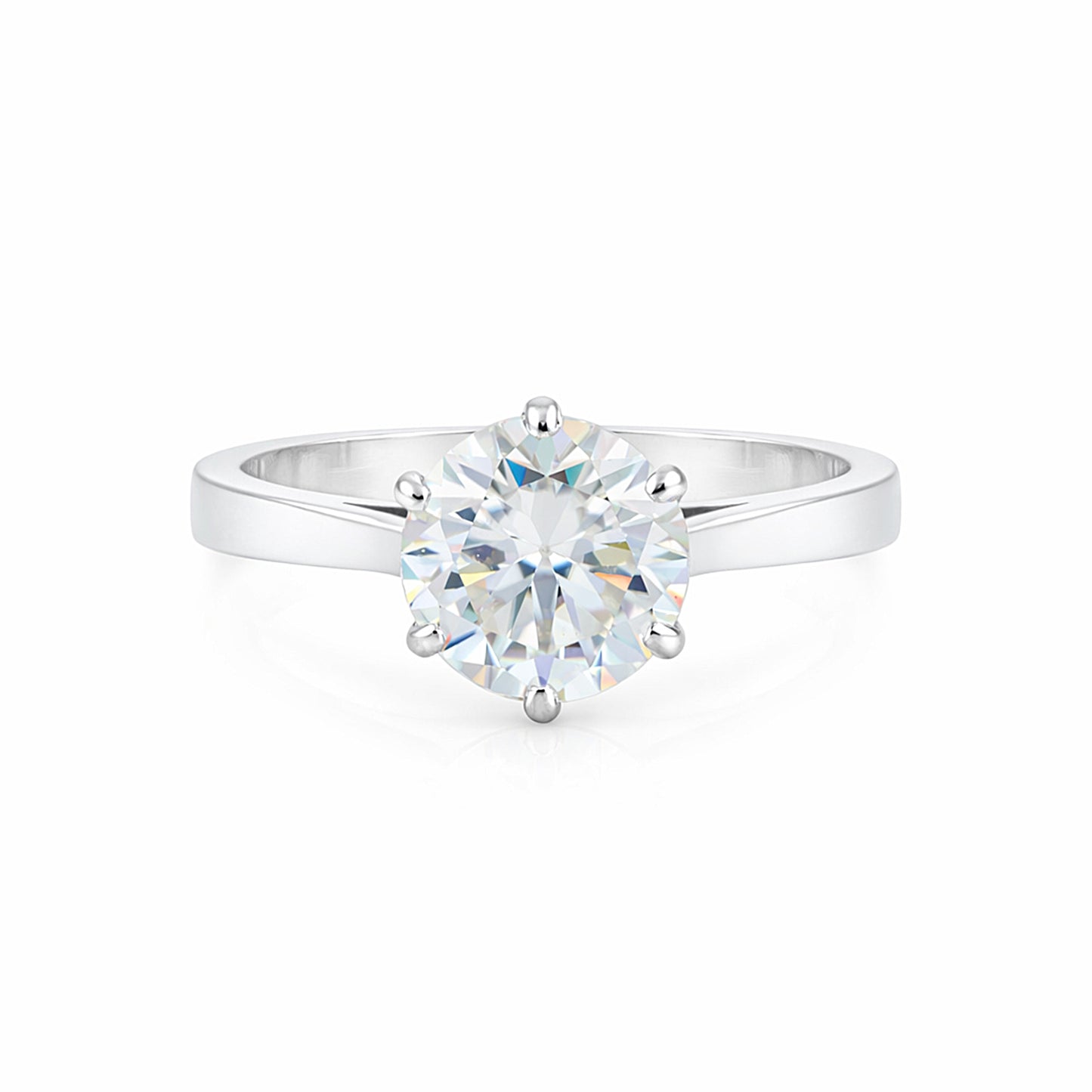 5.5 Ct White Moissanite Round Solitaire Ring - 925 Sterling Silver Gold Vermeil