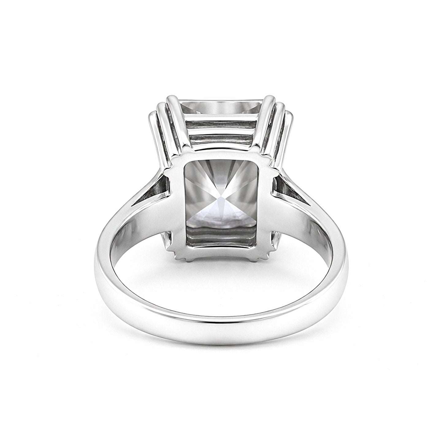 Close-up of emerald step cut showing pavilion depth and clean clarity