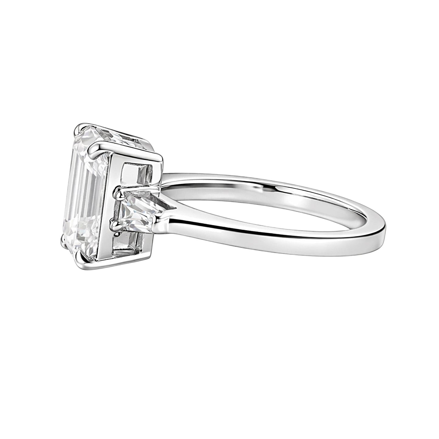 4.50 Ct Emerald Cut Lab Grown Diamond Ring — VS1 Clarity, 18k Gold Vermeil