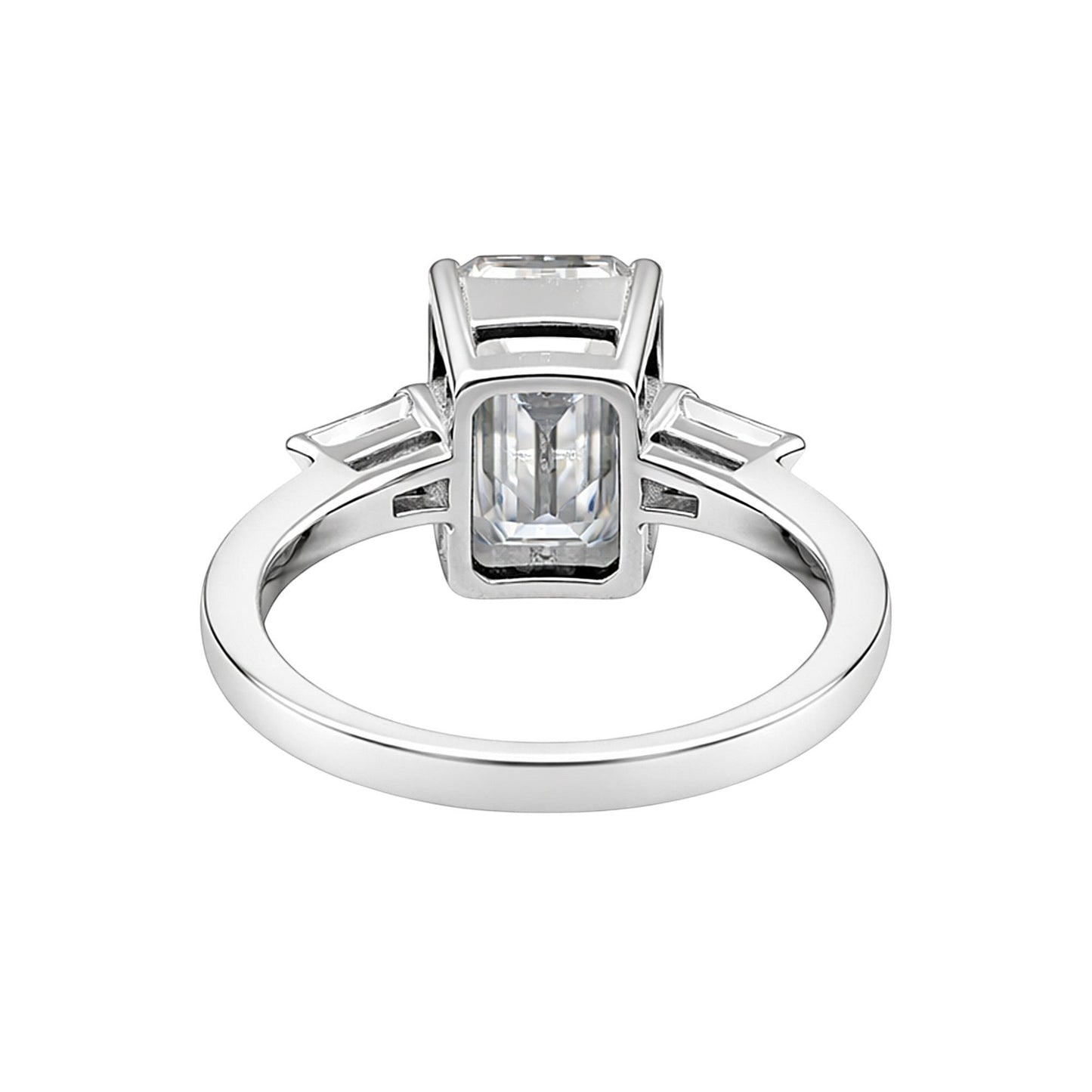 4.50 Ct Emerald Cut Lab Grown Diamond Ring — VS1 Clarity, 18k Gold Vermeil