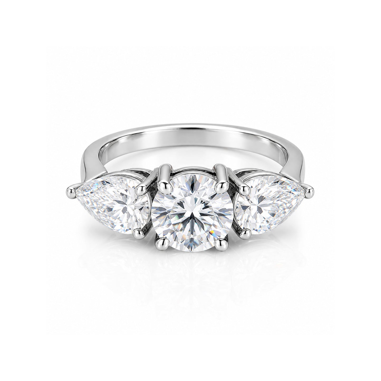 2.70 ct DEW Certified Round Cut Off White Moissanite Ring – Summer Proposal 18K Gold Plated