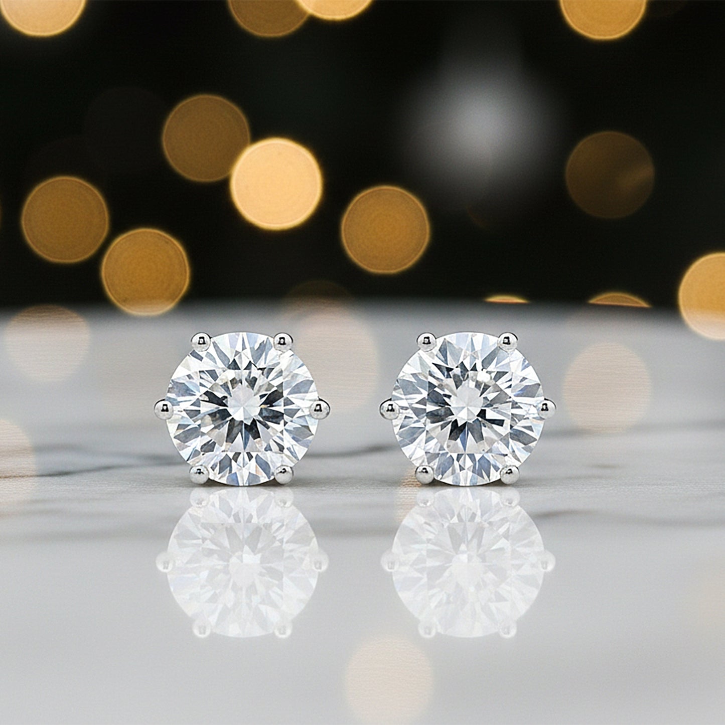 10.00ct DEW White Moissanite Round Stud Earrings