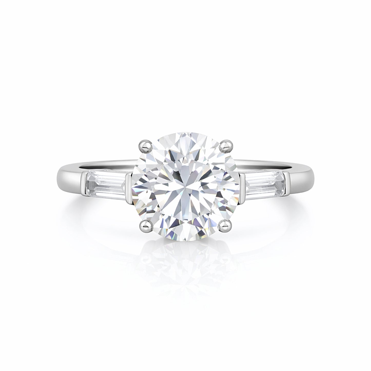 Certified 3.50 ct DEW Round Cut White Moissanite Solitaire Engagement Ring 18K Gold Pla 18K Gold Plated