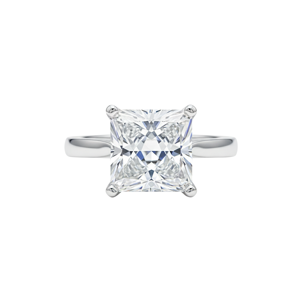 5 Ct Princess Cut Off White Moissanite Ring Gift for 4th of July 18K Gold Plated Ve 18K Gold Plated