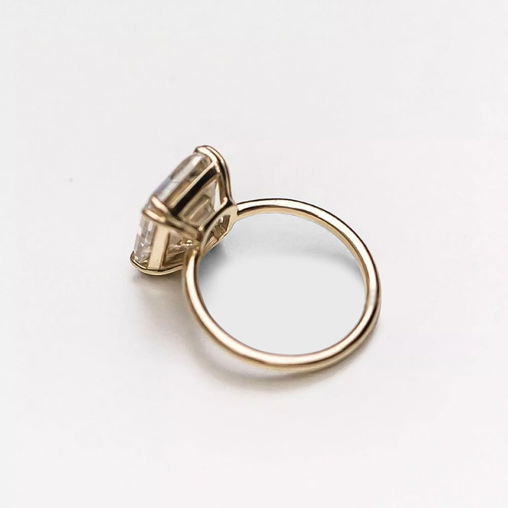 6.3 ct DEW White Moissanite Asscher Solitaire Ring - 18K Gold Vermeil on 925 Sterling Silver