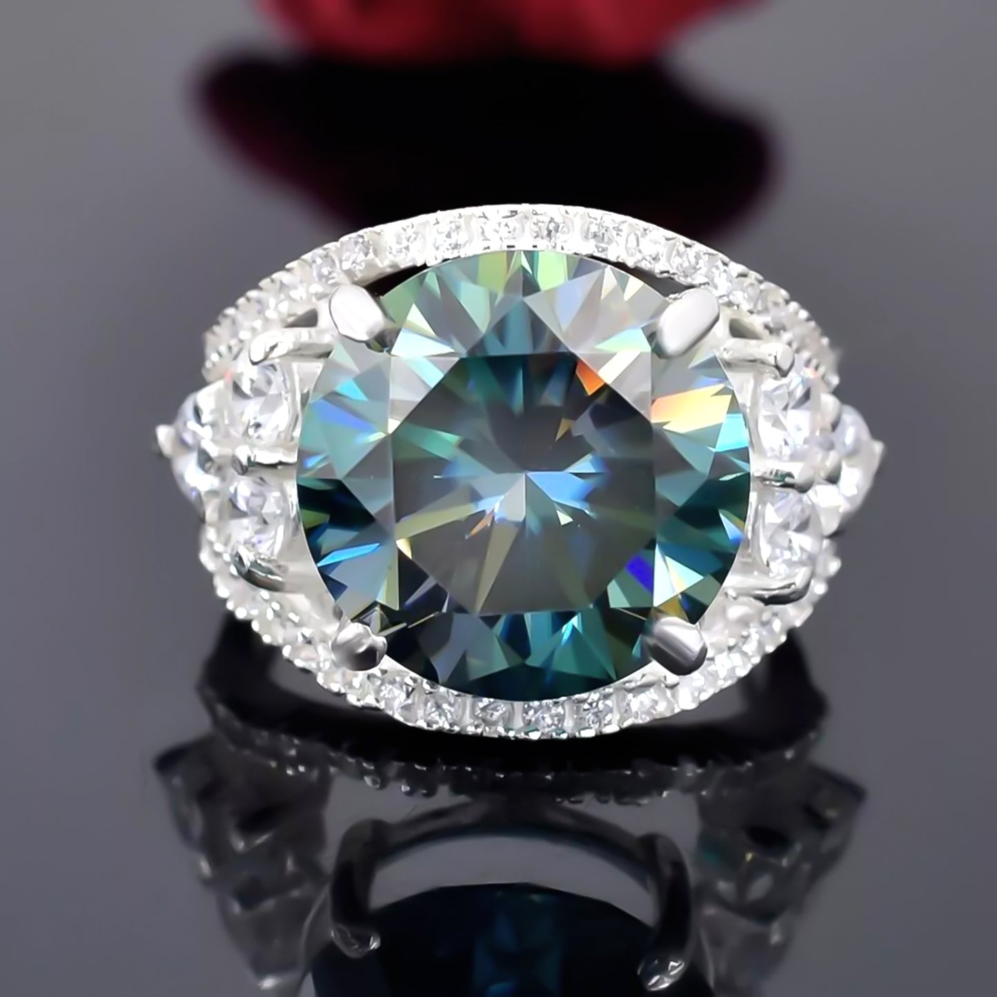 16.10 ct DEW Blue Moissanite Solitaire Ring Elegant Festival Gift for Her 18K Gold Plat 18K Gold Plated