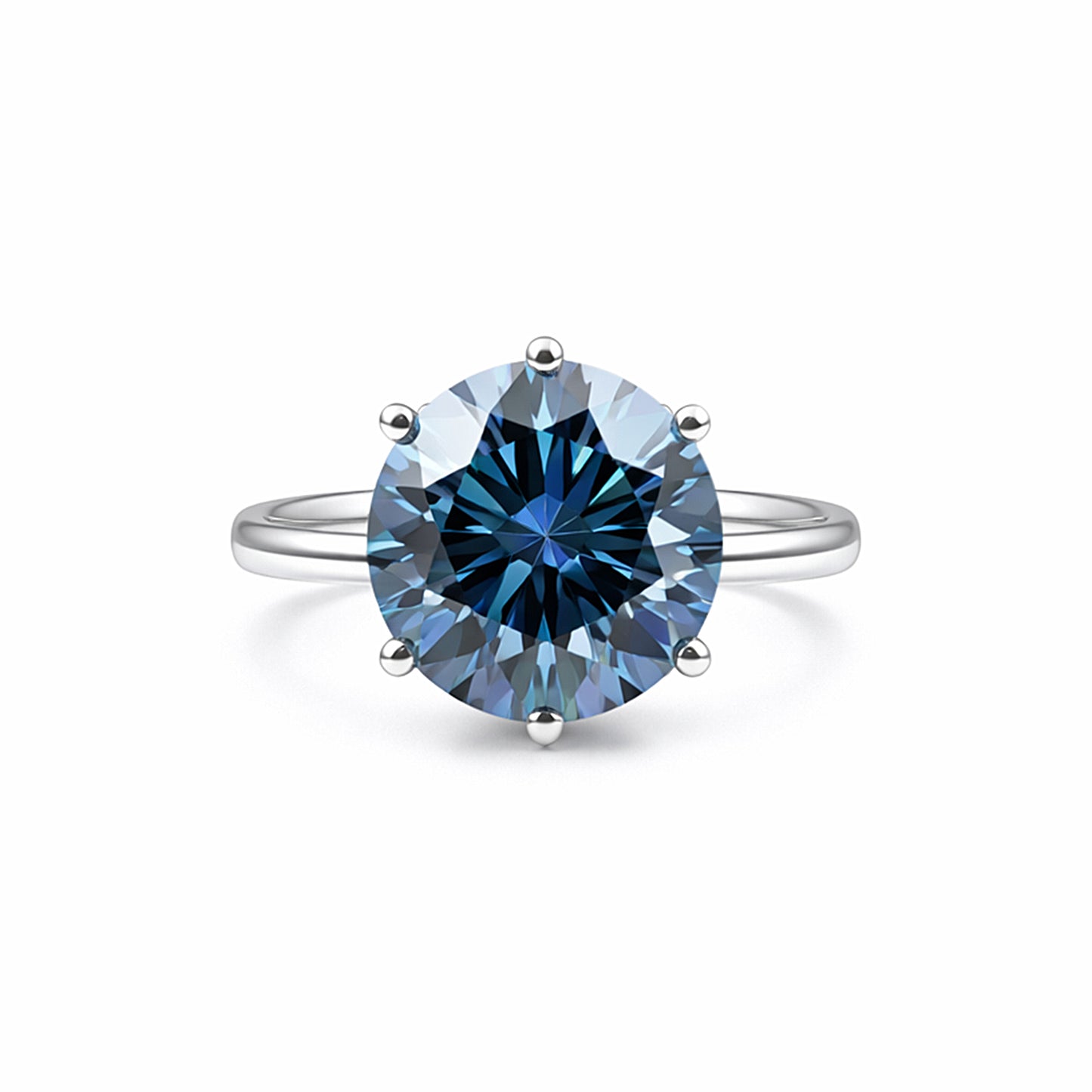 2.75 Ct Blue Moissanite Round Ring Engagement Gift Sparkling Shine 18K Gold Plated 18K Gold Plated