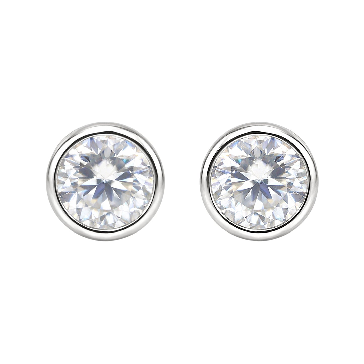 2 Ct Round Cut Lab Grown Diamond Stud Earrings — VS1 Clarity, 18k Gold Vermeil
