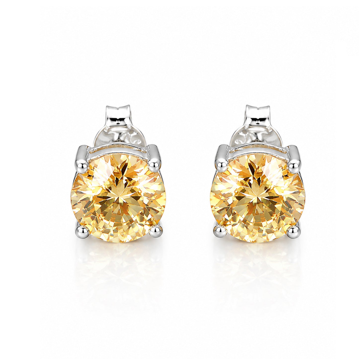 4.40 ct DEW Champagne Moissanite Stud Earrings Gold Vermeil – Wedding Gift Jewelry