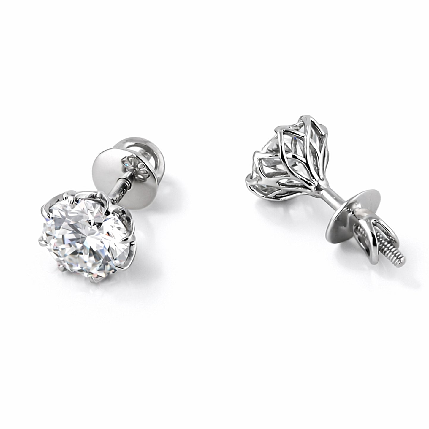 2 Carat Round Lab Diamond Solitaire Studs