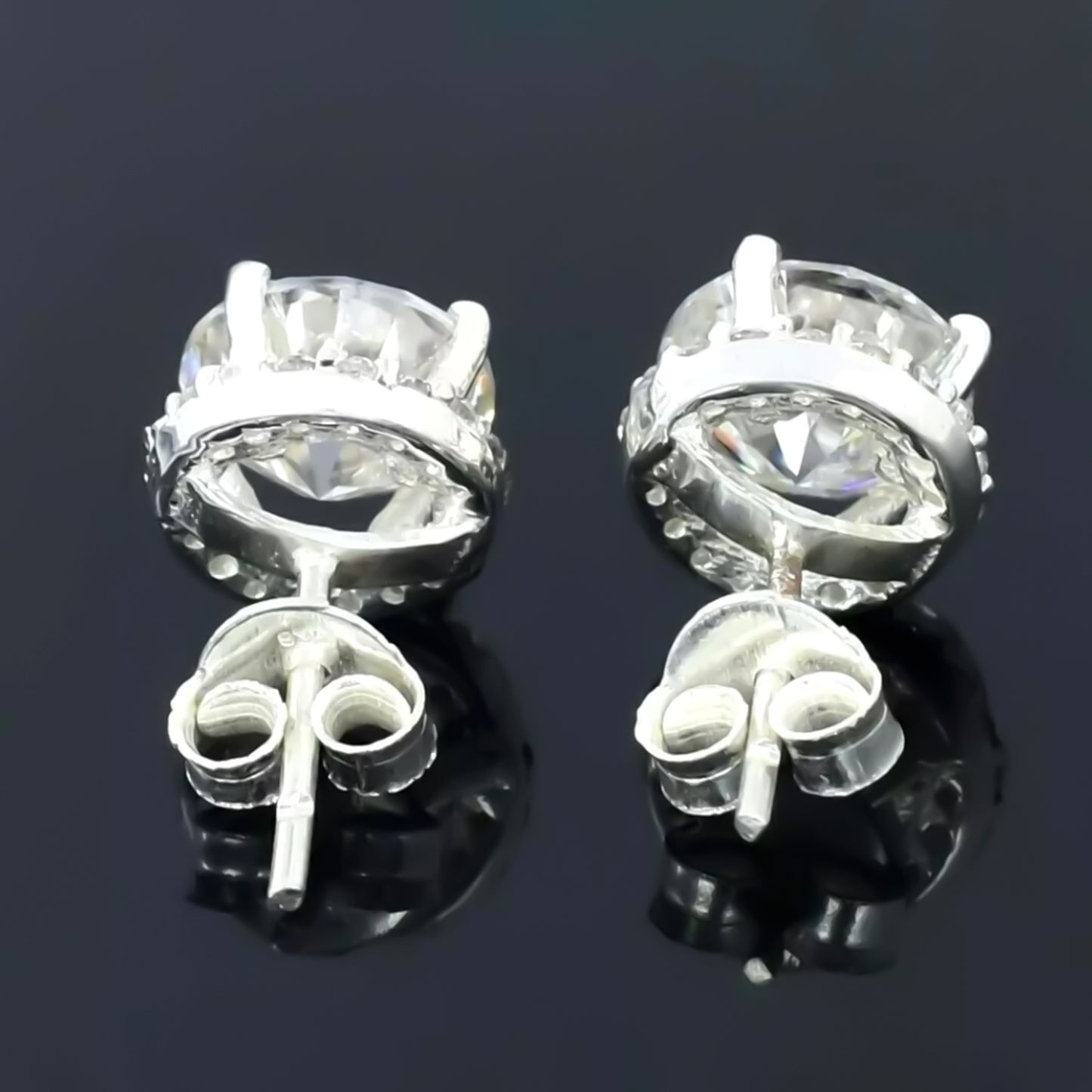 5.50 ct DEW Round Cut Off-White Moissanite Stud Gold Vermeil Certified Great Luster
