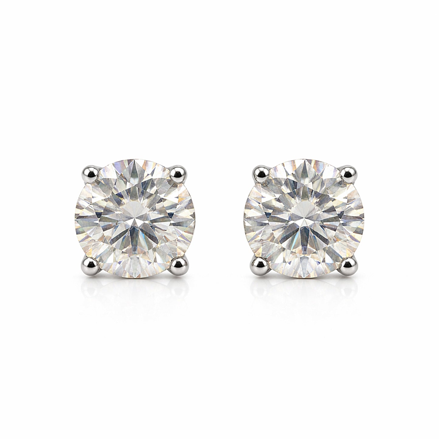 2.40 Ct Round Cut Lab Grown Diamond Stud Earrings — VS1 Clarity, 18k Gold Vermeil