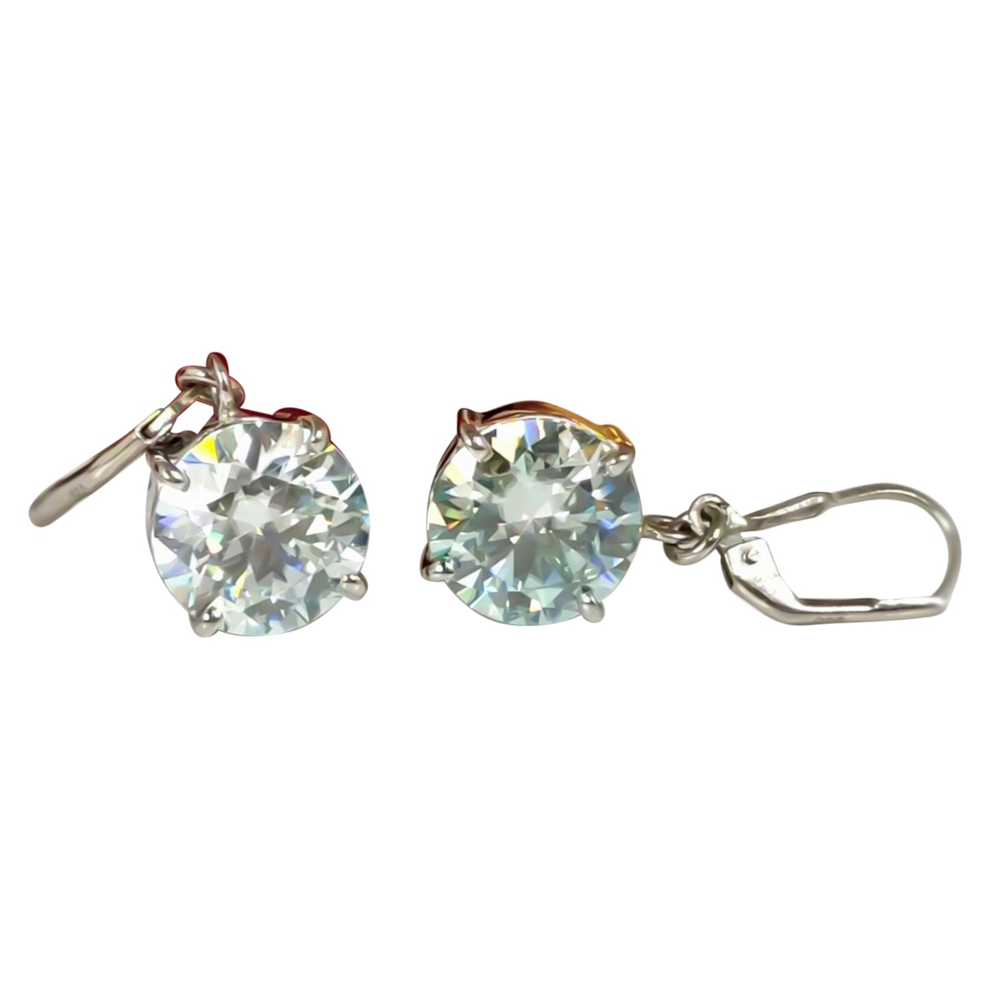 8 ct DEW Treated White Moissanite Dangler Earrings Gold Vermeil Certified Jewelry