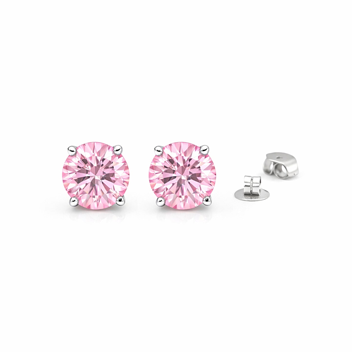 2 Ct Pink Moissanite Stud Earrings Gold Vermeil Treated Certified Romantic Gift