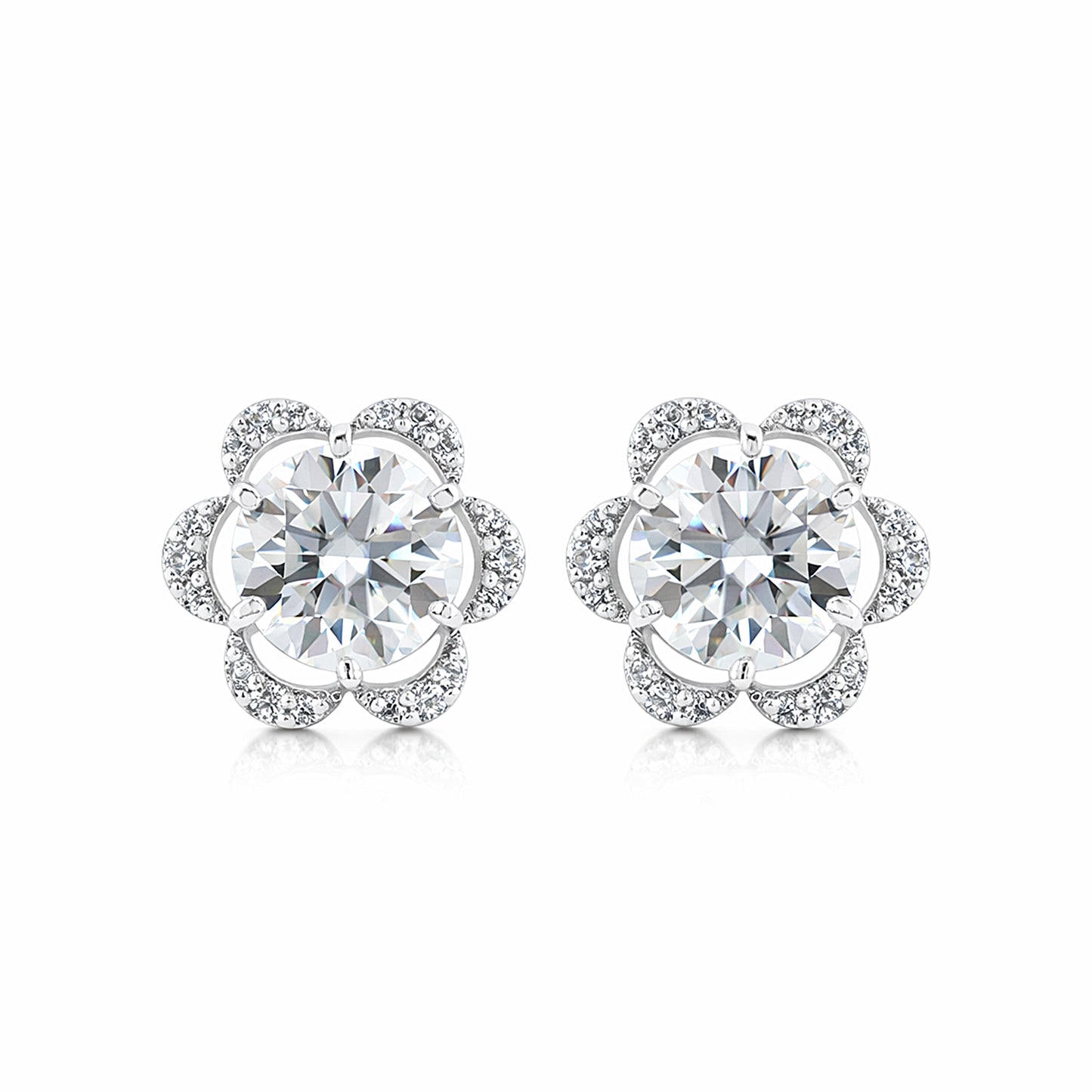 4.60 ct DEW Off-White Moissanite Stud Earrings Gold Vermeil Certified Shining Look