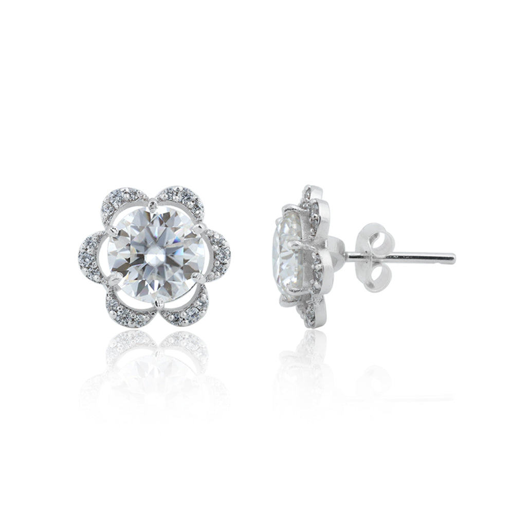 4.60 ct DEW Off-White Moissanite Stud Earrings Gold Vermeil Certified Shining Look