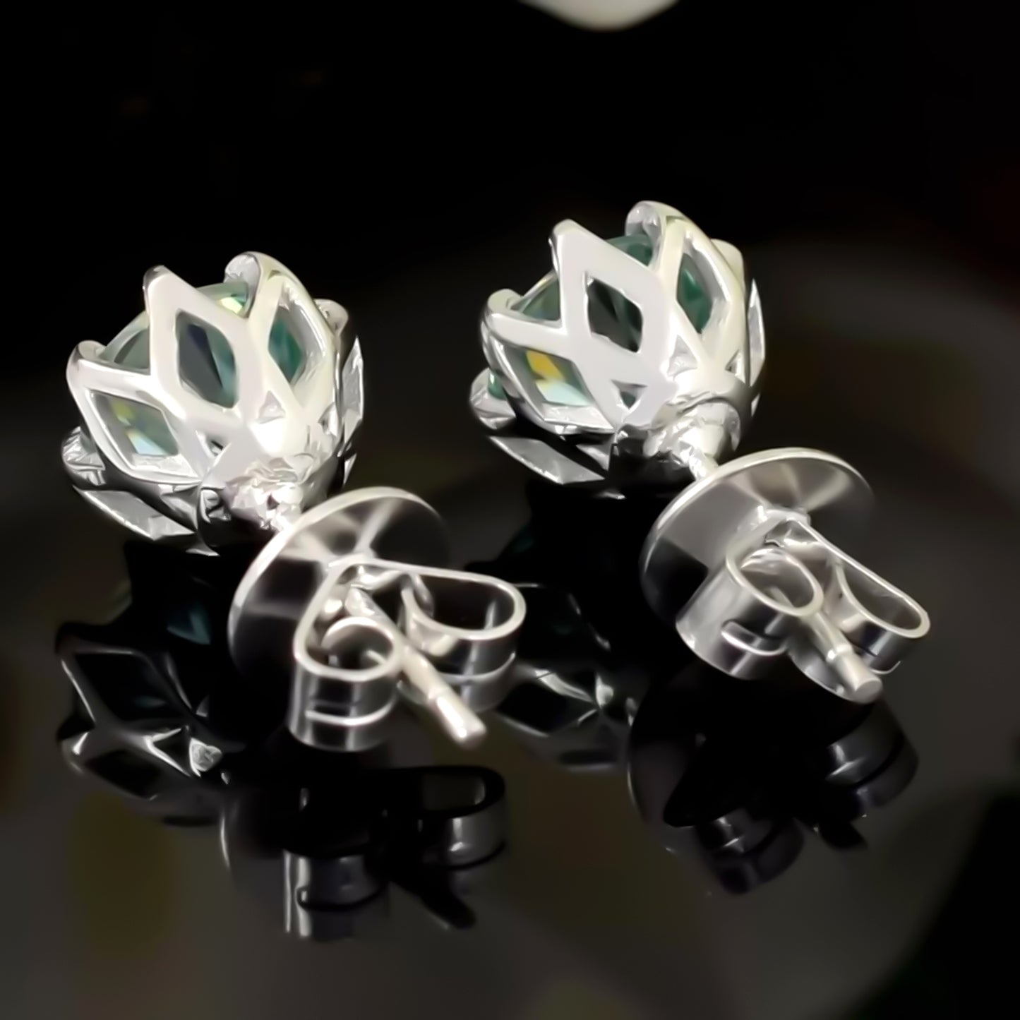 6.00 ct DEW Blue Moissanite Stud Earrings in Gold Vermeil – Festive Sparkle Deal