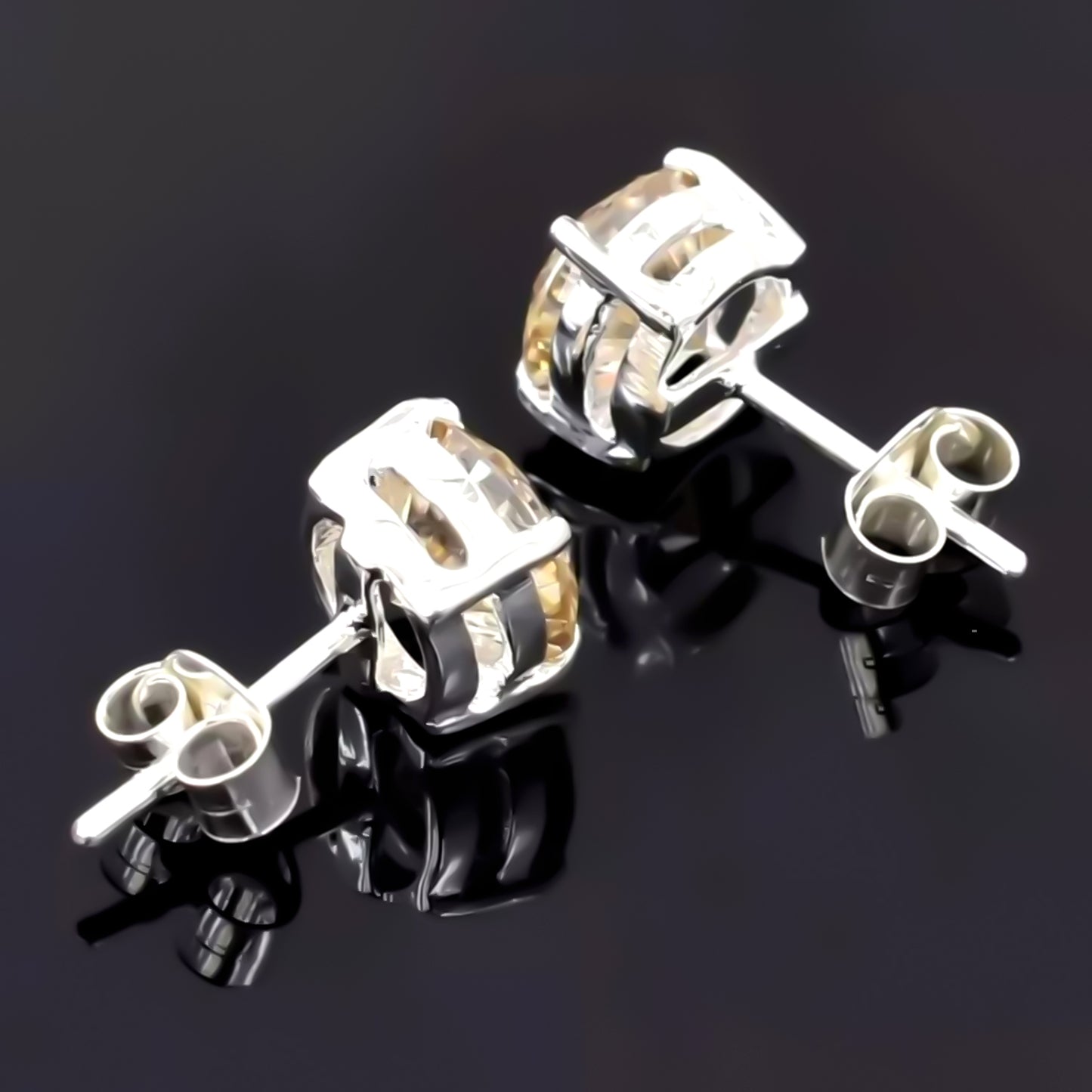 4.40 Ct Champagne Moissanite Stud Earrings Gold Vermeil – Wedding Gift Jewelry